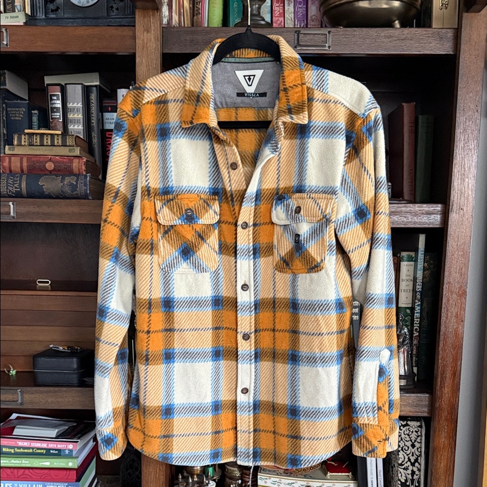 VISSLA Yellow, Blue & Cream Plaid Button-Down Shirt